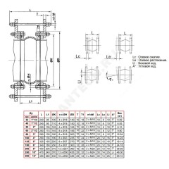 Компенсатор резиновый антивибрационный EPDM DI7251 Ду 200 Ру25 фл L=205мм Tecofi DI7251N-0200 сжатие/растяжение 20 мм/12 мм в комплекте с ограничителями хода