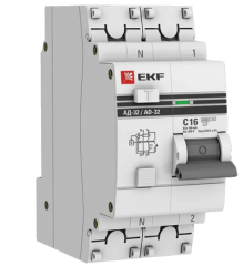 Выключатель автоматический 2P 16А (C) 6кА ВА 47-63 EKF PROxima