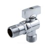 Кран шаровой латунный бытовой хром угловой 1041 G1/2" Ру10 НР бабочка без отражателя Aquasfera 1041-01
