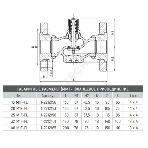 Клапан регулирующий чугун Clorius M1F-FL односедельный Ду 40 Ру16 фл Kvs=25м3/ч BROEN 1-2212165 RU