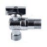 Кран шаровой латунный бытовой хром угловой 1041 G1/2"х3/4" Ру10 НР переходной бабочка без отражателя Aquasfera 1041-02