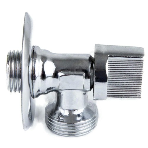 Кран шаровой латунный бытовой хром 1044 G1/2"х3/4" Ру10 НР переходной бабочка с отражателем Aquasfera 1044-01
