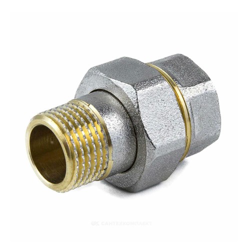 Соединитель латунь никель американка Ду 40 (1 1/2") прямой ВР/НР 9013 ГОСТ 32585-2013 Aquasfera 9013-05