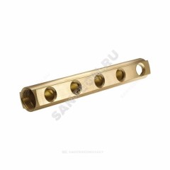 Коллектор латунь 1 1/4" ВР/ВР на 2 вых 3/4" ВР м/о 100мм Апогей 422369 (КЛА 3202.100-4-ВР20)