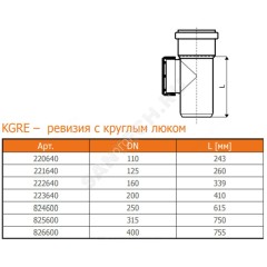 Ревизия НПВХ коричневая Дн 315 б/нап в комплекте с крышкой KGRE Ostendorf 825600