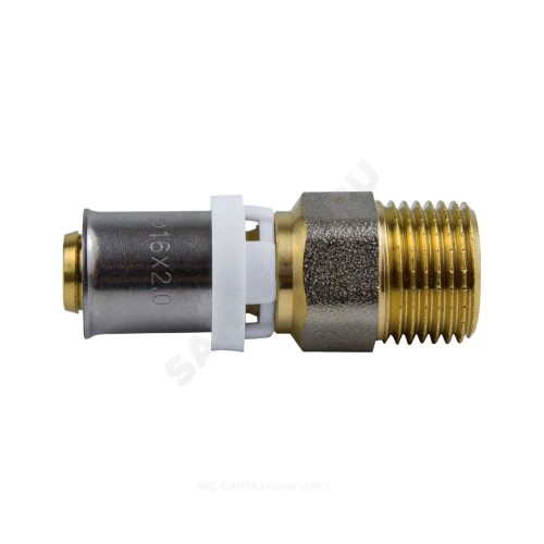 Муфта МП латунь никель пресс Дн 16х3/4" НР ГОСТ 32415-2013 8001 Aquasfera 8001-02