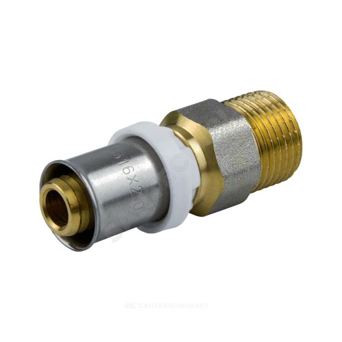 Муфта МП латунь никель пресс Дн 16х3/4" НР ГОСТ 32415-2013 8001 Aquasfera 8001-02