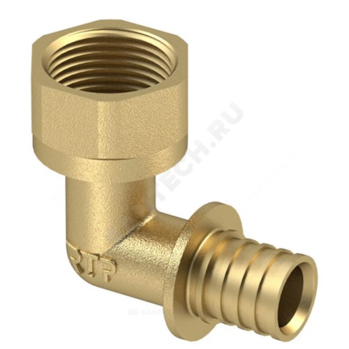 Угольник для PE-X/PE-RT труб аксиальный латунь Дн 20х1/2"х90гр ВР RTP (РосТурПласт) 28323
