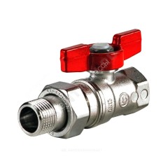 Кран шаровой латунь хром R259D Ду 20 Ру42 ВР/"американка" бабочка красная Giacomini R259X005