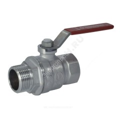 Кран шаровой латунь хром R854L Ду 40 Ру28 ВР/НР полнопроходной рычаг красный Giacomini R854LX027