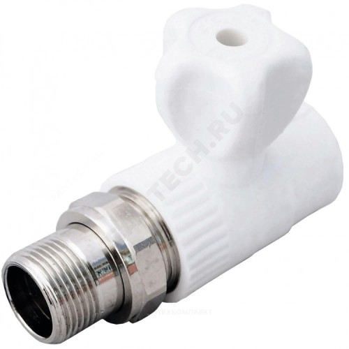 Кран шаровой PP-R белый Дн 20х1/2" НР прямой для радиатора VALFEX 10149020