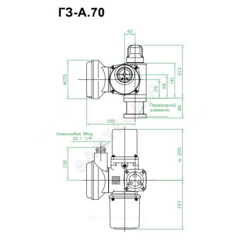 Электропривод многооборотный ГЗ-А70/12 А 230В IP65 ГЗ Электропривод