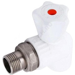 Кран шаровой PP-R белый Дн 20х1/2" НР угловой для радиатора VALFEX 10148020