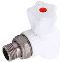 Кран шаровой PP-R белый Дн 20х1/2" НР угловой для радиатора VALFEX 10148020