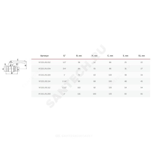 Кран шаровой латунь 11Б27фт1М Ду 15 Ру40 ВР/НР полнопроходной рычаг красный VALFEX VF.215.LR1.012