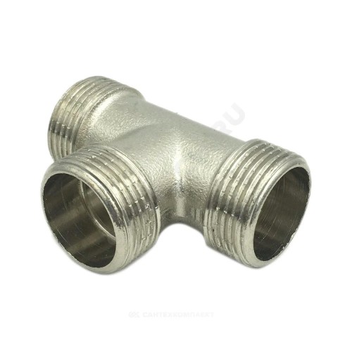 Тройник латунь никель Ду 15 (1/2") НР/НР/НР SantechSystems