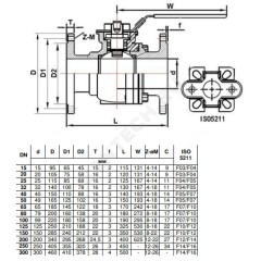Кран шаровой нерж Ду 80 Ру16 фл L=180мм под электропривод с рукояткой ISO F07/F10 полнопроходной Benarmo