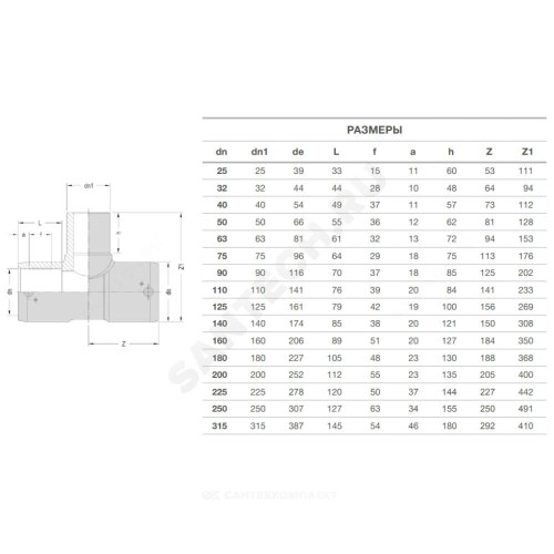Тройник электросварной ПЭ100 Дн 160 Ру16 SDR11 EUROSTANDARD 2121160160