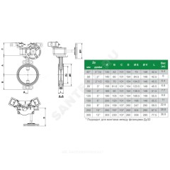Затвор дисковый поворотный чугун VPI4448R2C-08EP Ду 80 Ру16 межфл с редуктором диск чугун манжета EPDM с концевыми выключателями Tecofi VPI4448R2C-08EP0080