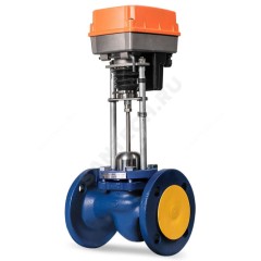 Клапан запорно-регулирующий чугун TRV односедельный Ду 25 Ру16 фл Kvs=2.5м3/ч с эл/приводом 3-х позиционным TSL-1600-25-1R-230-IP67 230В Теплосила TRV-25-2.5-101R