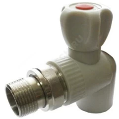 Кран шаровой PP-R серый Дн 25х3/4" НР угловой для радиатора VALFEX 10148025Г
