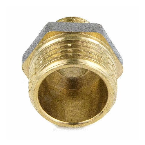 Ниппель латунь никель переходной Ду 20х15 (3/4"х1/2") НР 9023 ГОСТ 32585-2013 Aquasfera 9023-03