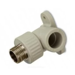 Угольник PP-R комбинированный серый Дн 20х3/4" НР для PP-R с креплением RTP (РосТурПласт) 15920