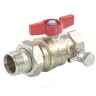 Кран шаровой латунь со спускником R919S никель Ду 15 Ру42 ВР/"американка" 1/2" бабочка красная полнопроходной шар DADO переходной со спускником Giacomini R919SX003
