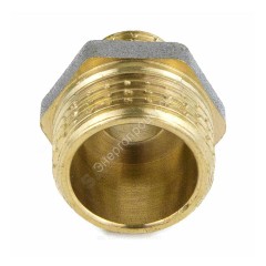 Ниппель латунь никель переходной Ду 25х15 (1"х1/2") НР 9023 ГОСТ 32585-2013 Aquasfera 9023-04