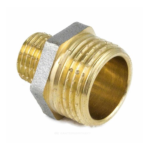 Ниппель латунь никель переходной Ду 25х20 (1"х3/4") НР 9023 ГОСТ 32585-2013 Aquasfera 9023-05