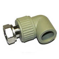 Угольник PP-R комбинированный серый Дн 20х3/4" с накидной гайкой для PP-R RTP (РосТурПласт) 15830
