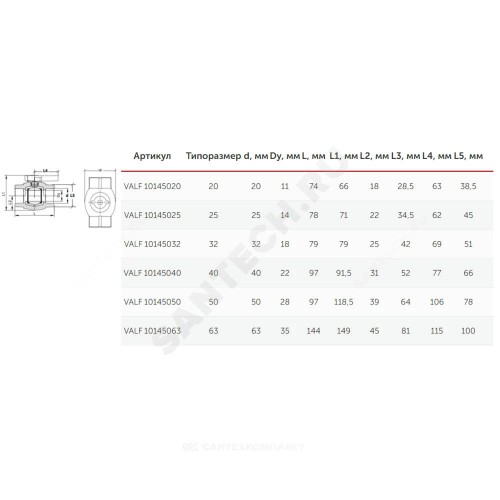 Кран шаровой PP-R белый Дн 63 внутренняя пайка OPTIMA VALFEX VALF 10145063