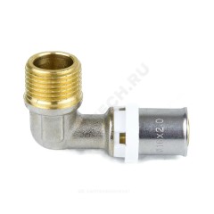 Угольник МП латунь никель пресс Дн 16х3/4"х90гр НР ГОСТ 32415-2013 8006 Aquasfera 8006-02