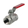 Кран шаровой латунь хром R850 Ду 50 Ру28 ВР полнопроходной рычаг красный Giacomini R850X028