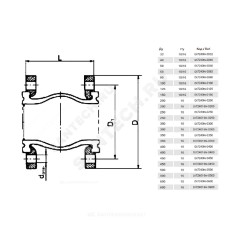 Компенсатор резиновый антивибрационный EPDM DI7240N Ду 350 Ру10 фл L=265мм Tecofi DI7240N-0350 сжатие/растяжение 25 мм/16 мм