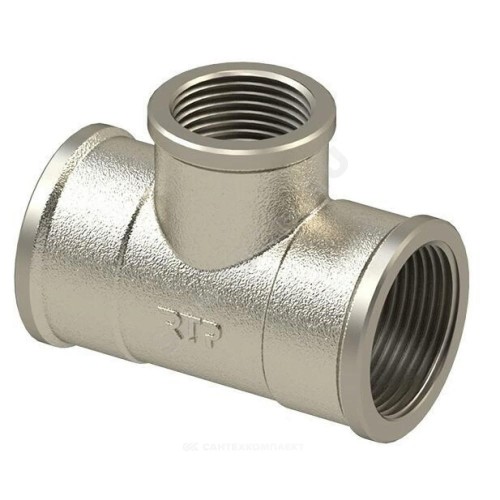 Тройник латунь никель переходной Ду 25х15х25 (1"х1/2"х1") ВР/ВР RTP (РосТурПласт) 25200
