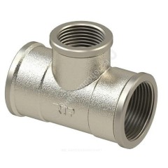 Тройник латунь никель переходной Ду 25х15х25 (1"х1/2"х1") ВР/ВР RTP (РосТурПласт) 25200
