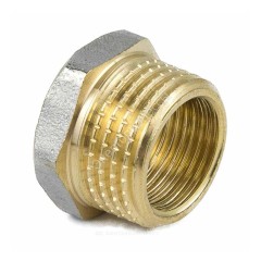 Футорка латунь никель Ду 15х10 (1/2"х3/8") НР/ВР 9024 ГОСТ 32585-2013 Aquasfera 9024-01