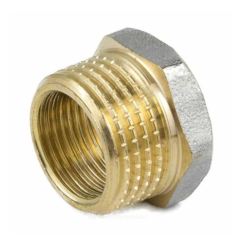 Футорка латунь никель Ду 20х15 (3/4"х1/2") НР/ВР 9024 ГОСТ 32585-2013 Aquasfera 9024-02