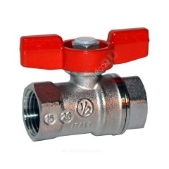 Кран шаровой латунь хром R251D Ду 25 Ру35 ВР бабочка красная Giacomini R251X005