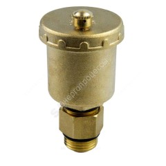 Воздухоотводчик автоматический латунь 5001 Ду 15 Ру10 G1/2" НР прямой с запорным клапаном Aquasfera 5001-01