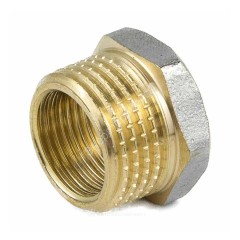 Футорка латунь никель Ду 32х15 (1 1/4"х1/2") НР/ВР 9024 ГОСТ 32585-2013 Aquasfera 9024-04