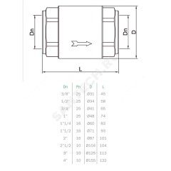 Клапан обратный латунь пружинный MONDIAL Ду 32 ВР 1 1/4" диск латунь шток латунь OR 2154.933