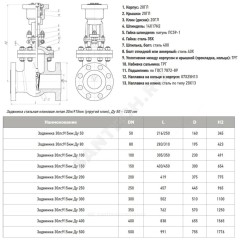 Задвижка клиновая сталь газ 30лс915нж Ду 50 Ру40 фл под электропривод присоединение по ОСТ «А» МЗТА