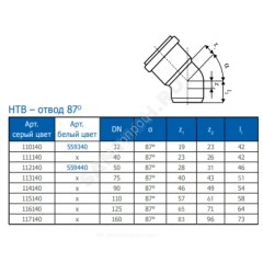 Отвод PP-H серая HT HTB Дн 110х87гр б/нап в/к Ostendorf 115140