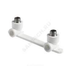 Планка PP-R монтажная белая Дн 25х1/2" НР под смеситель с водорозетками PRO VALFEX 10124220-PRO