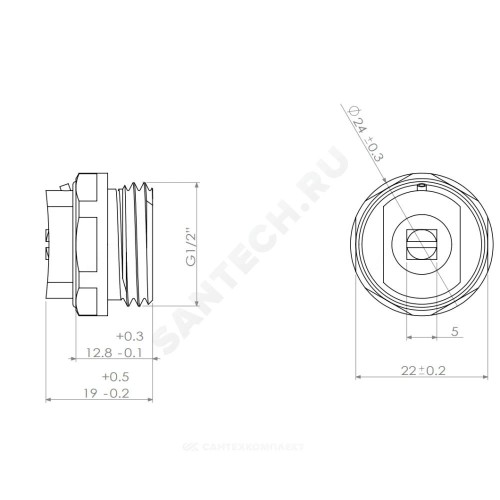 Кран Маевского ручной латунь Ду 15 Ру10 G1/2" НР с колпачком Ogint