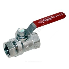 Кран шаровой латунь хром R250D Ду 40 Ру35 ВР рычаг красный Giacomini R250X007