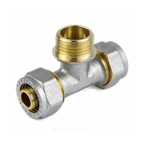 Тройник МП латунь никель обжим Дн 26х3/4"х26 НР ГОСТ 32415-2013 7014 Aquasfera 7014-03