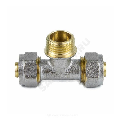 Тройник МП латунь никель обжим Дн 26х3/4"х26 НР ГОСТ 32415-2013 7014 Aquasfera 7014-03
